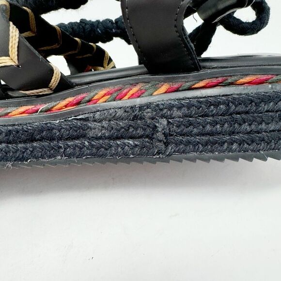 FARM RIO | Black Rope Strappy Flatform Sandals Made in Brazil Women’s Size US 8 - Picture 6 of 13